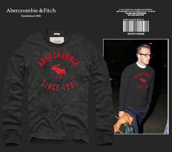 Abercrombie Fitch Hombres De Cuello Redondo Con Gente Fotos Largo Remera AF6066